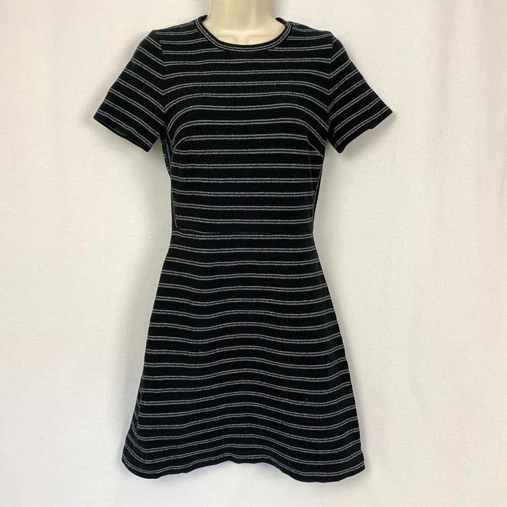 Madewell Black and White Striped Mini Dress